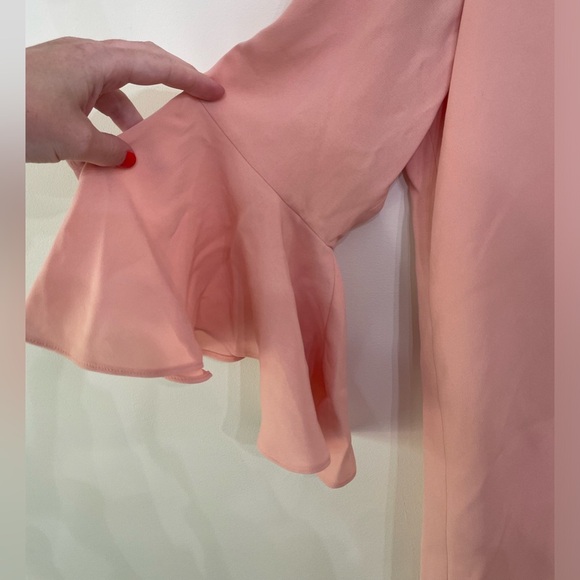 Lafayette 148 New York Peach Holly Bell Sleeve Dress Size XL V Neck Short Womens - Picture 5 of 10